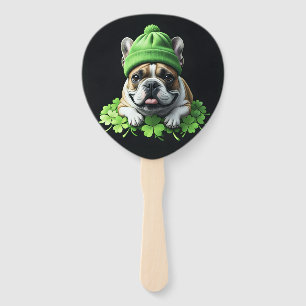 Éventail Bouledogue français St. Patrick's Day Trèfle Chanc