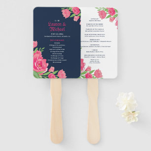 Éventail Bouquet de fleurs bleu bleu rose marine Mariage fl