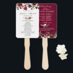 Éventail Bourgogne Red Navy Floral Rustic Wedding programme<br><div class="desc">Elégante et moderne aquarelle romantique mariage floral Programme ventilateurs main dispose d'un bouquet de bordeaux / marsala, rose roux, roses d'aquarelle pêche avec feuillage assorti. Parfait pour un mariage d'automne/mi-été. S'il vous plaît trouver d'autres modèles et variantes de mon magasin "blissweddingpaperie". Et n'hésitez pas à me contacter pour plus de...</div>