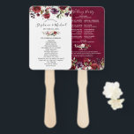 Éventail Bourgogne Red Navy Floral Rustic Wedding programme<br><div class="desc">Elégante et moderne aquarelle romantique mariage floral Programme ventilateurs main dispose d'un bouquet de bordeaux / marsala, rose roux, roses d'aquarelle pêche avec feuillage assorti. Parfait pour un mariage d'automne/mi-été. S'il vous plaît trouver d'autres modèles et variantes de mon magasin "blissweddingpaperie". Et n'hésitez pas à me contacter pour plus de...</div>