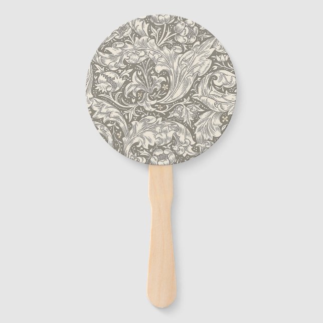 Éventail Bouton de bachelier en damassé antique de William  (Devant)