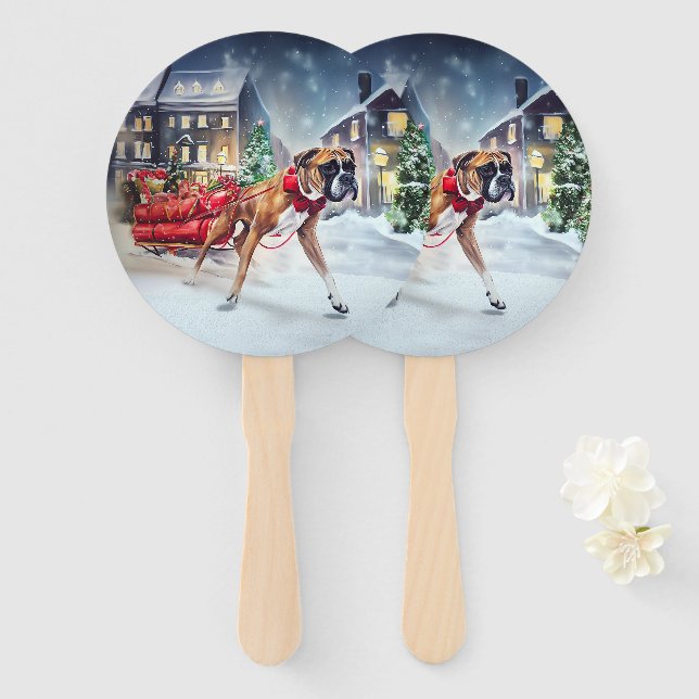 Éventail Boxeur Saison des Fêtes de Noël (Devant et derrière)