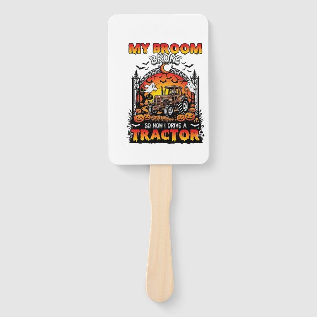Éventail Broom Broke Tractor Halloween Witch Ghosts_1 (Devant)