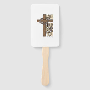 Éventail Bruh Jésus T'aime Croix Vintage Chrétien Vecto