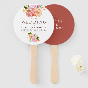 Éventail Cadeau de fleurs aquarelles pour mariage printanie