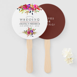 Éventail Cadeau de mariage floral aquarelle