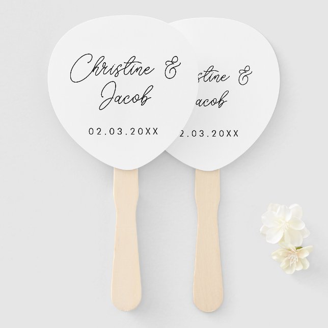 Éventail cadeau de mariage simple élégant moderne partie de (Devant et derrière)