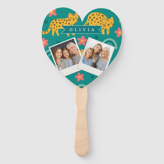 Éventail Cadeau Personnalisé de Nom de Jungle de Léopard Am (Devant)