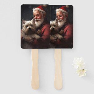 Éventail Cairn Terrier Avec Noël Festif Du Père Noël