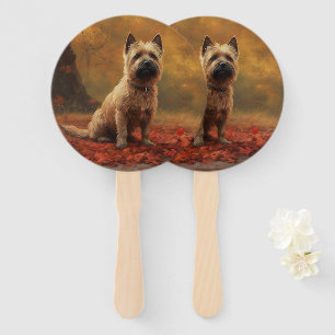 Éventail Cairn Terrier dans les feuilles d'automne Inspire