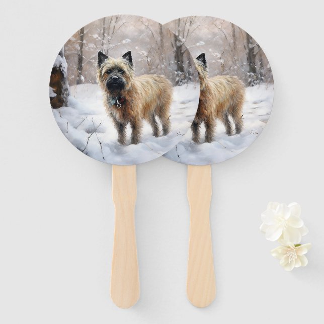 Éventail Cairn Terrier Laissez tomber la neige Noël (Devant et derrière)
