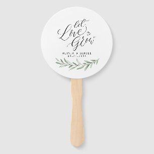 Éventail Calligraphie "Let Love Grow", Verdure russe