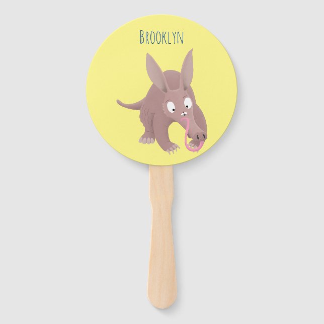 Éventail Caricature amusante de Aardvark (Devant)