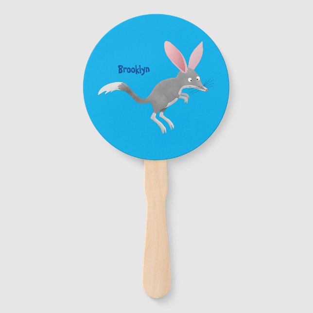 Éventail Caricature de bilby australien très heureuse (Devant)