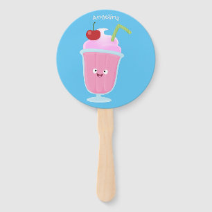 Éventail Caricature de crème glacée de fraise mignonne