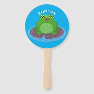 Éventail Caricature de grenouille verte mignonne