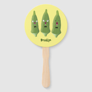 Éventail Caricature de légumes de l'okra chantante mignonne
