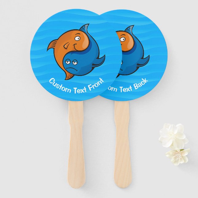 Éventail Caricature de poisson Yin Yang (Devant et derrière)
