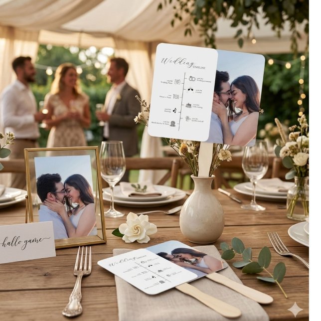 Éventail Carte de détails de planning de mariage minimalist (Créateur téléchargé)