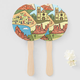 Éventail Carte de l'état du Nouveau-Mexique Vintage Albuque