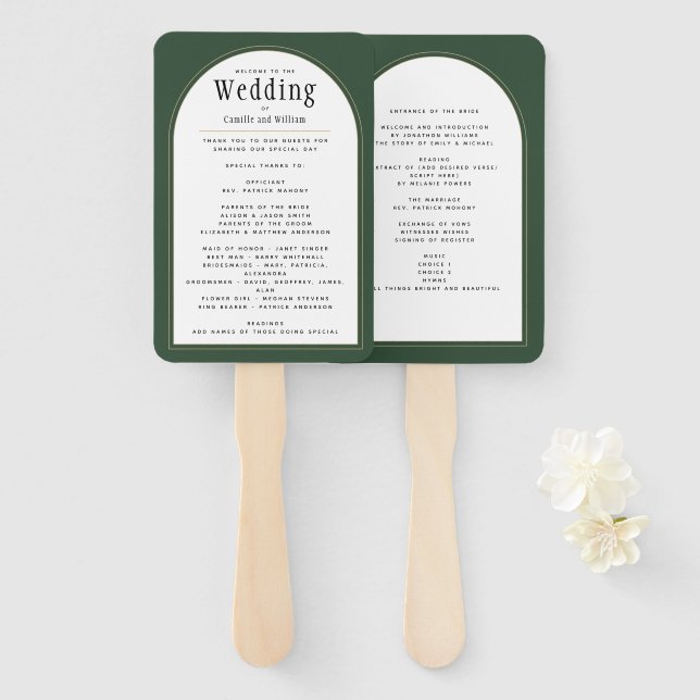 ÉVENTAIL CARTE D'INVITATION DE MARIAGE PHOTO JUNIPER GREEN  (Devant et derrière)