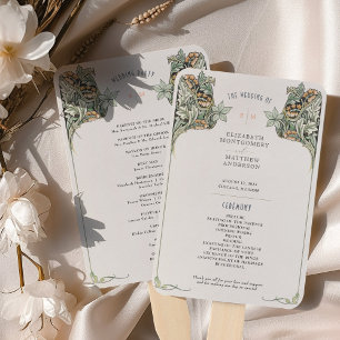Éventail Carte du programme Mariage Art Nouveau vintage