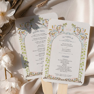 Éventail Carte vintage du programme de mariage royal
