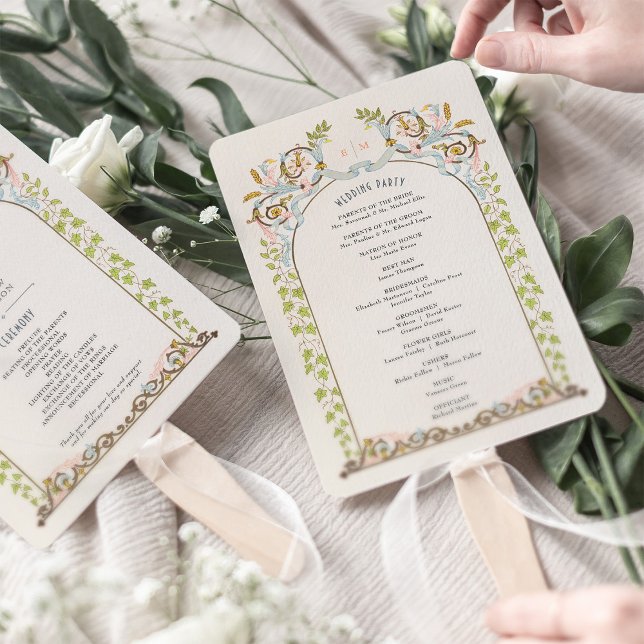Éventail Carte vintage du programme de mariage royal (Créateur téléchargé)