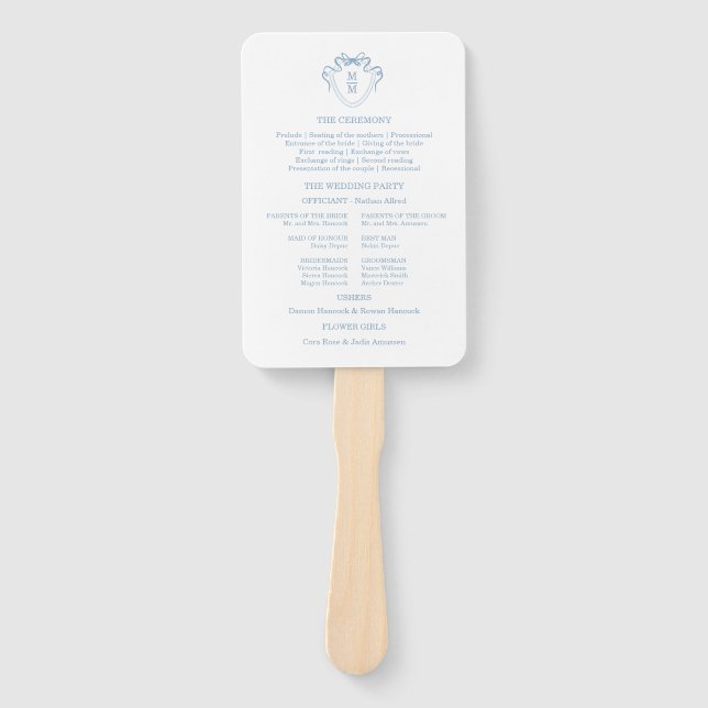 Éventail Cartes Détail Mariage Bleu Dessin Main Whimsical (Devant)