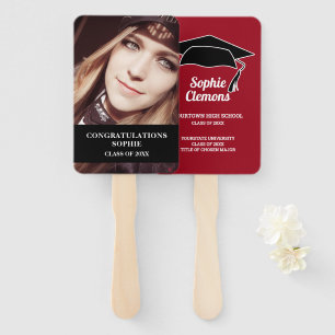 Éventail Casquette de graduation moderne rouge noir Classe