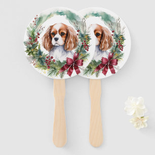 Éventail Cavalier King Christmas Wreath Festive Pup