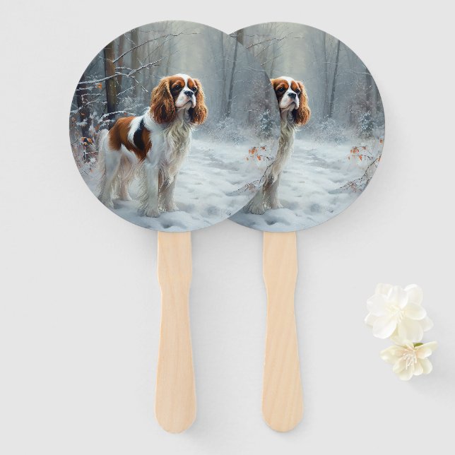 Éventail Cavalier Roi Laissez Tomber la Neige Noël Brosse (Devant et derrière)