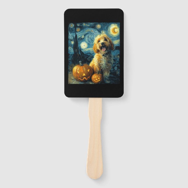 Éventail Cavapoo Chien Mignon Halloween Jack O Lanterne Cit (Devant)