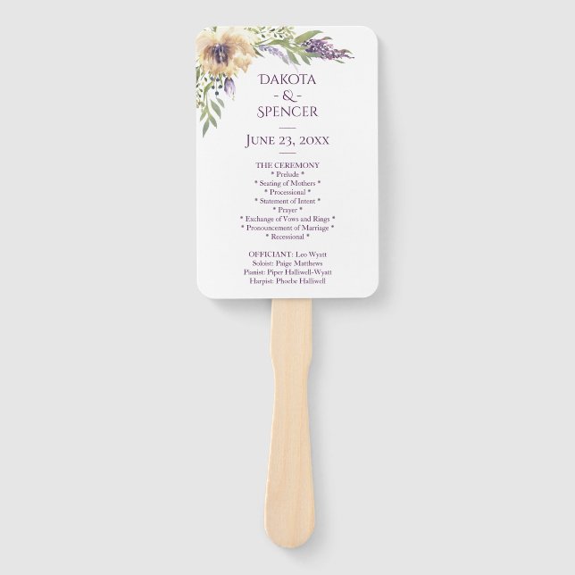 Éventail Cérémonie de Mariage Anemone Green Floral Chic Boh (Devant)