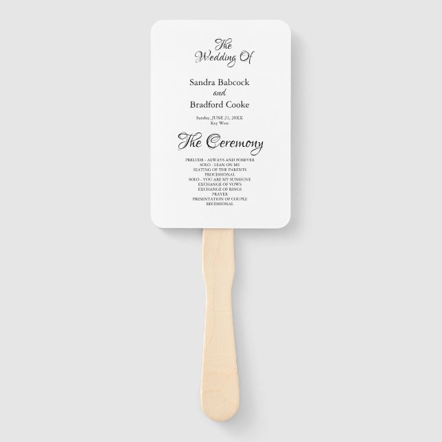 Éventail Cérémonie de Mariage noir et blanc de base Han (Devant)