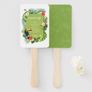 Éventail Cérémonie de mariage tropical à l'aquarelle Vert I