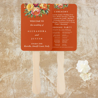 Éventail Cérémonie de Terracotta Programme de mariage flora