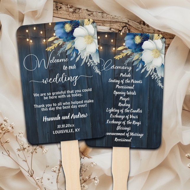 Éventail Cérémonie du programme de mariage Floral en bois b (Créateur téléchargé)