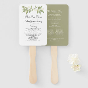 Éventail Cérémonie mariage Elégante Sage Verdure Foliage