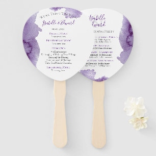 Éventail Cérémonie moderne de Mariage d'aquarelle violette
