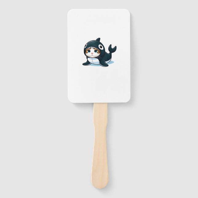 Éventail Chat en costume Orca (Devant)