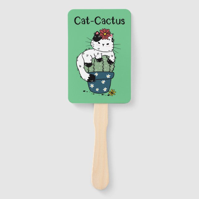 Éventail Chat Et Cactus (Devant)