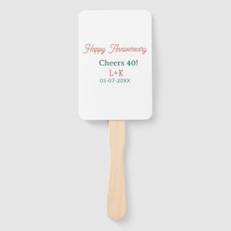 Éventail Cheers 40 happy anniversary orange green name date