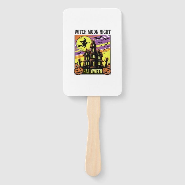 Éventail Chemise Halloween Sorcière Maison Hantée Nuit_ (Devant)