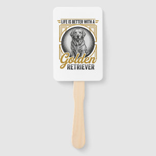 Éventail Chemise pour amateur de chien Gravure vintage Gold