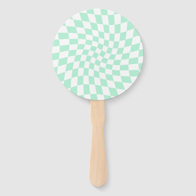 Éventail Chèques Retro Pastel Mint Green Chèques Warped Che (Devant)