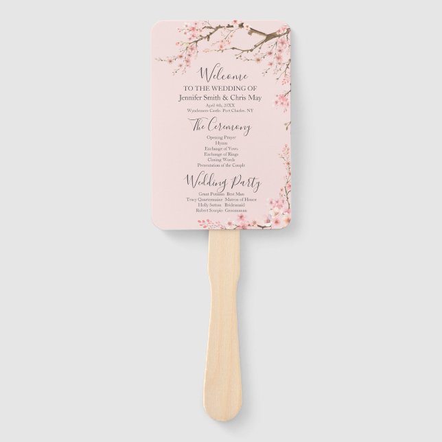 Éventail Cherry Blossom Wedding Program (Devant)