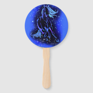Éventail Cheval Bleu Magique Courant À La Nuit Étincelante 