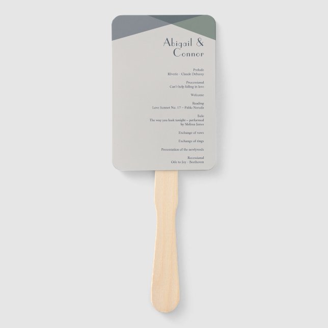 Éventail Chic Abstrait Geometry Sage Navy Dusty Blue Prog (Devant)