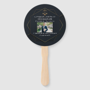 Éventail Chic Black Gold Law School Photo Graduation Party